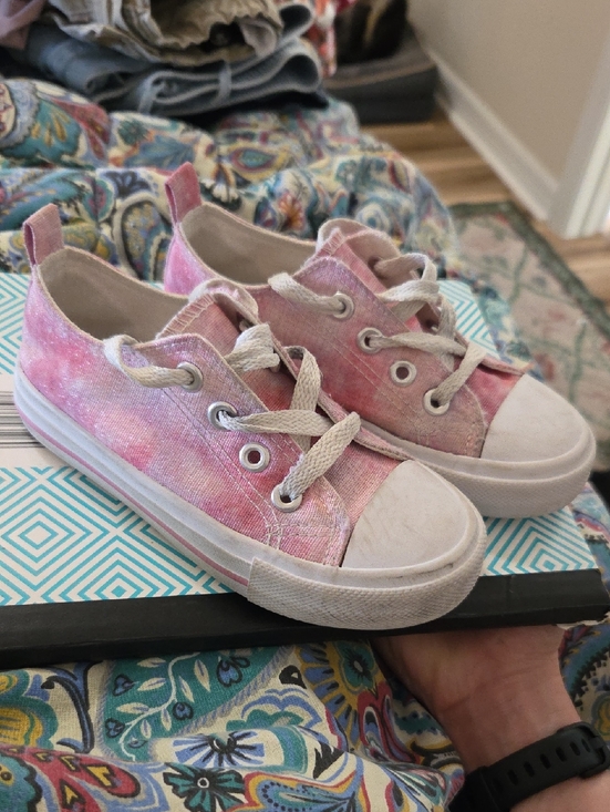 None Other - Kids Pink Canvas Lace-Up Sneakers